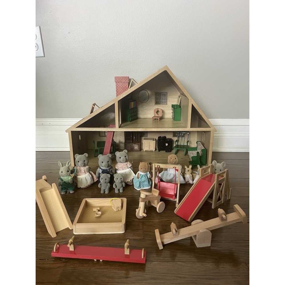 VTG Sylvanian Families Calico Critters Deluxe House Lot Furniture Figures Epoch